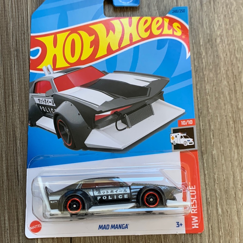 Hot Wheels Cop Car Police MAD MANGA Japanese Rescue Emergency Squad Hotwheels 🆕